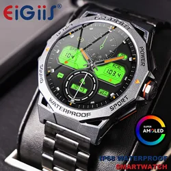 EIGIIS Smart Watch AMOLED Military Men Health Fitness Tracker monitoraggio della pressione sanguigna della frequenza cardiaca analisi della qualità del sonno IP68