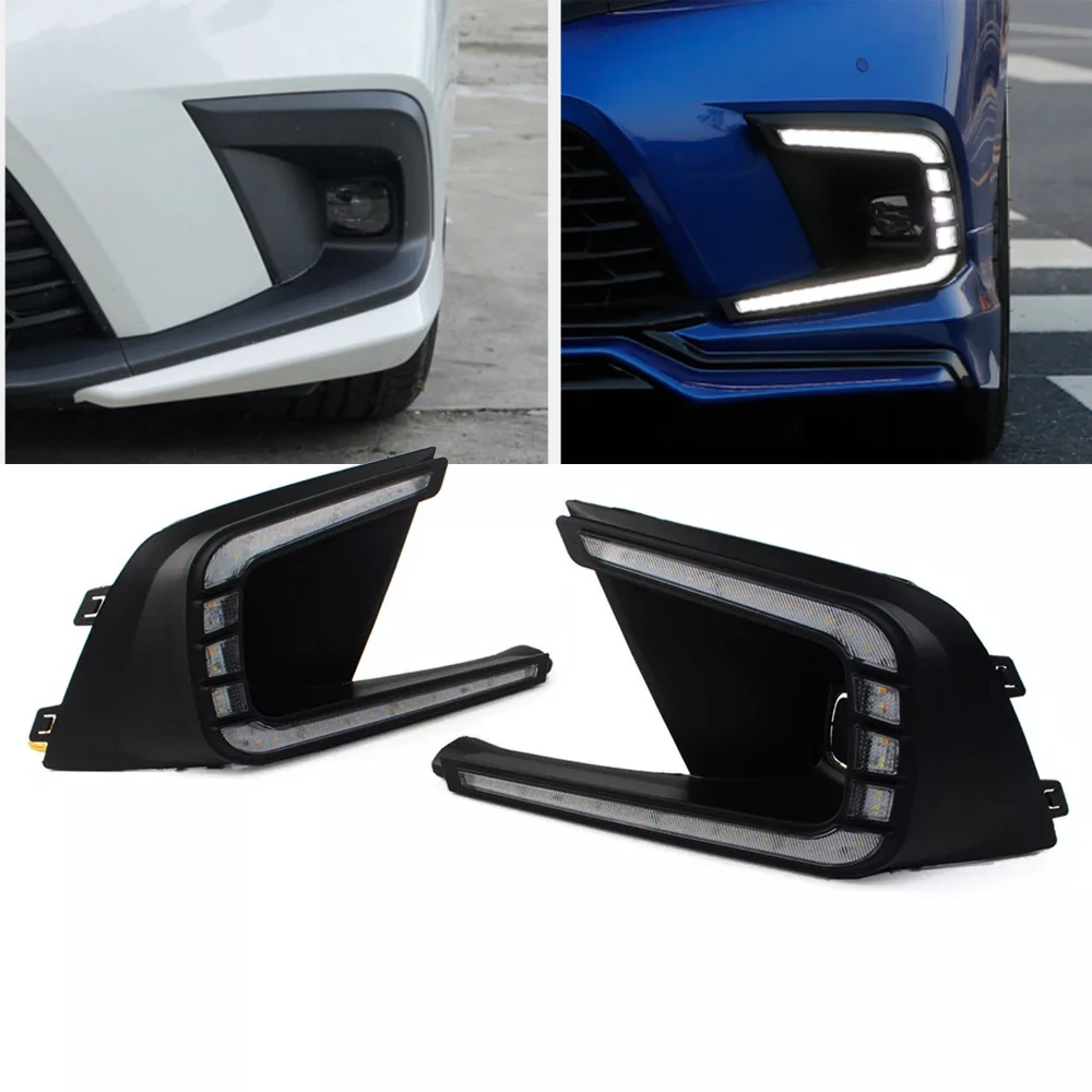 Daytime Running Light For Honda 11 TH Civic 2022 2023 2024 Fog Lamp Tri-Colors DRL With LED Light Blub For Civic Sedan LED Light