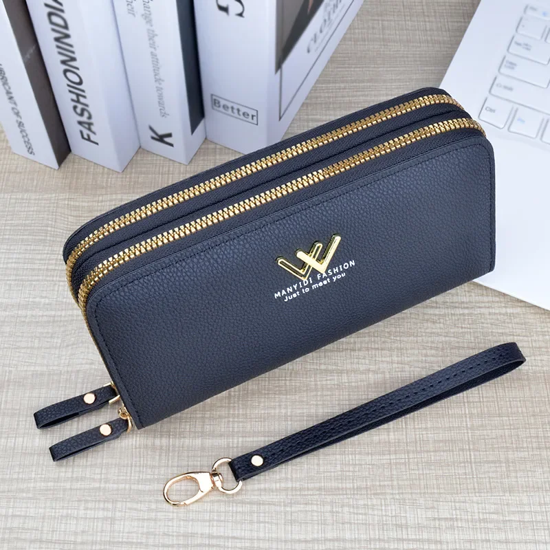 New  Wallet Women\'s Long PU Handbag Simple and Large Capacity Double Layer Mobile Case  Purses for Women