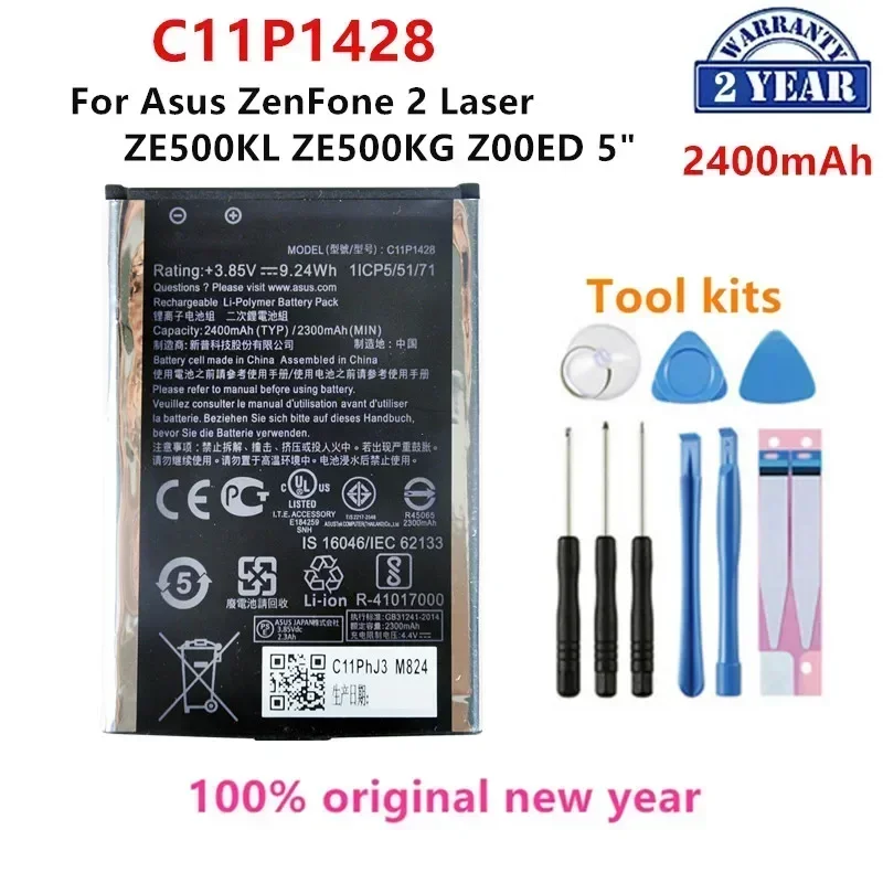 100% Orginal C11P1428 2400mAh  For  Asus ZenFone 2 Laser ZE500KL ZE500KG Z00ED 5