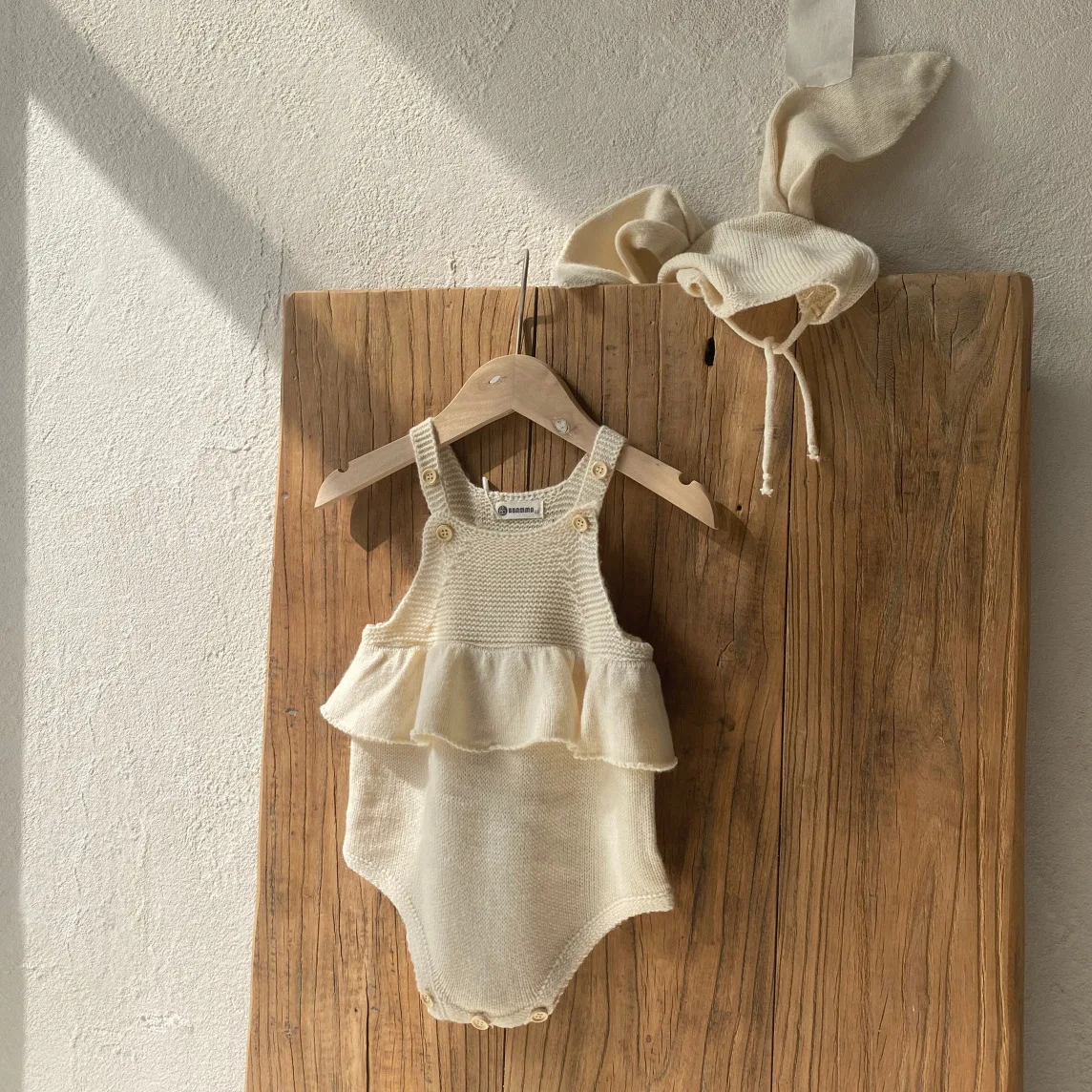 2025 Autumn Winter New Baby Sleeveless Knitted Bodysuit Infant Boy Girl Rabbit Hat Strap Bodysuit Newborn Toddler Clothes 0-24M