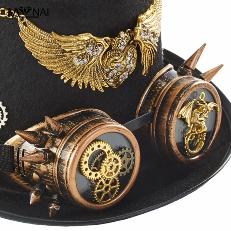 Steampunkowy kapelusz Steampunkowy cylinder dla mężczyzn z goglami Steampunk podróżnik w czasie kapelusz Steampunk akcesoria impreza z okazji