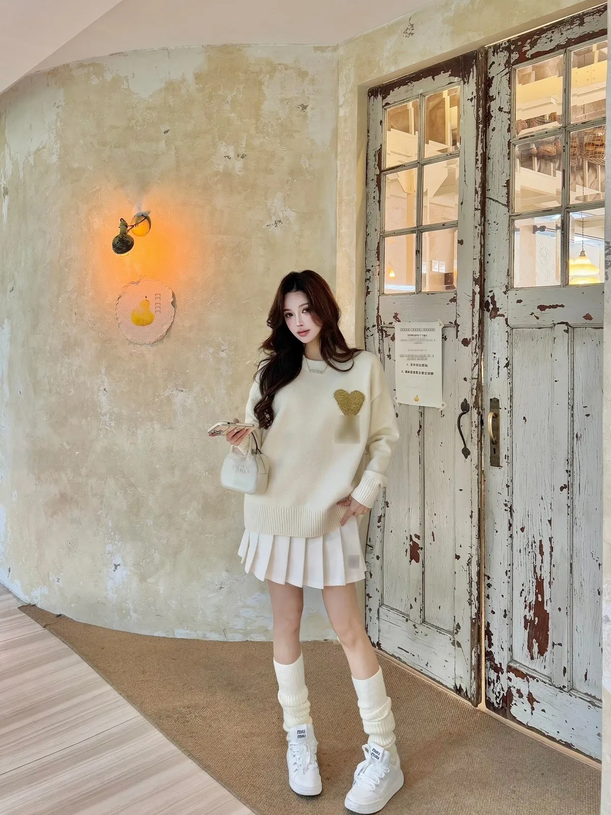 

Юбка миди 6JONIbyBEB Spring Sweet Girl's с вышивкой и буквенным узором, универсальная плиссированная юбка бежевого цвета для женщин, для повседневной носки