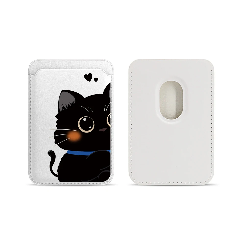 Elegante Katzen-Paar-Leder-Kartenhalter-Handyhülle für Magnetische Hüllen, Geeignet für alle iPhone Magsafe Karten-Handy-Rückseiten-Taschen – Detail 5
