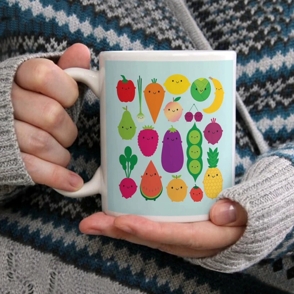 

5 A Day Fruit & VegetablesCoffee Mug Tea Cup 11oz Coffee Cup Funny Birthday Ceramic Mug Personalized Cup