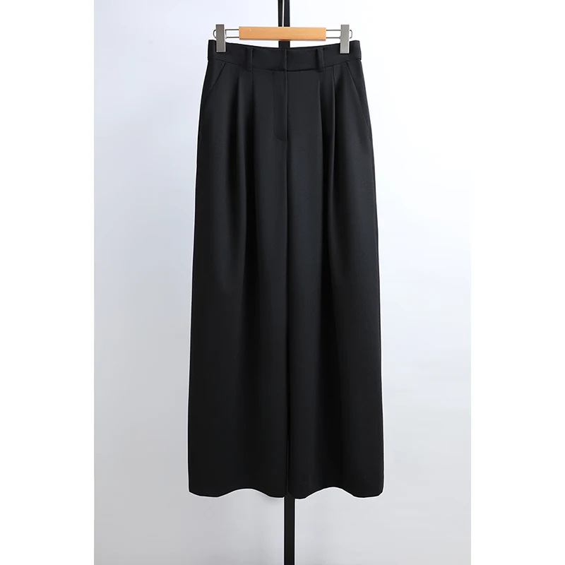 

Женские повседневные брюки свободного прямого кроя с высокой талией, однотонные, на молнии, модные, весна 2026