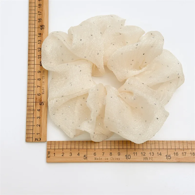 Mode Strass Mesh Haarband Chiffon Scrunchies Frauen Koreanische Seide Elastische Haar Krawatte Pferdeschwanz Halter Headwear Haar Zubehör – Detail 1