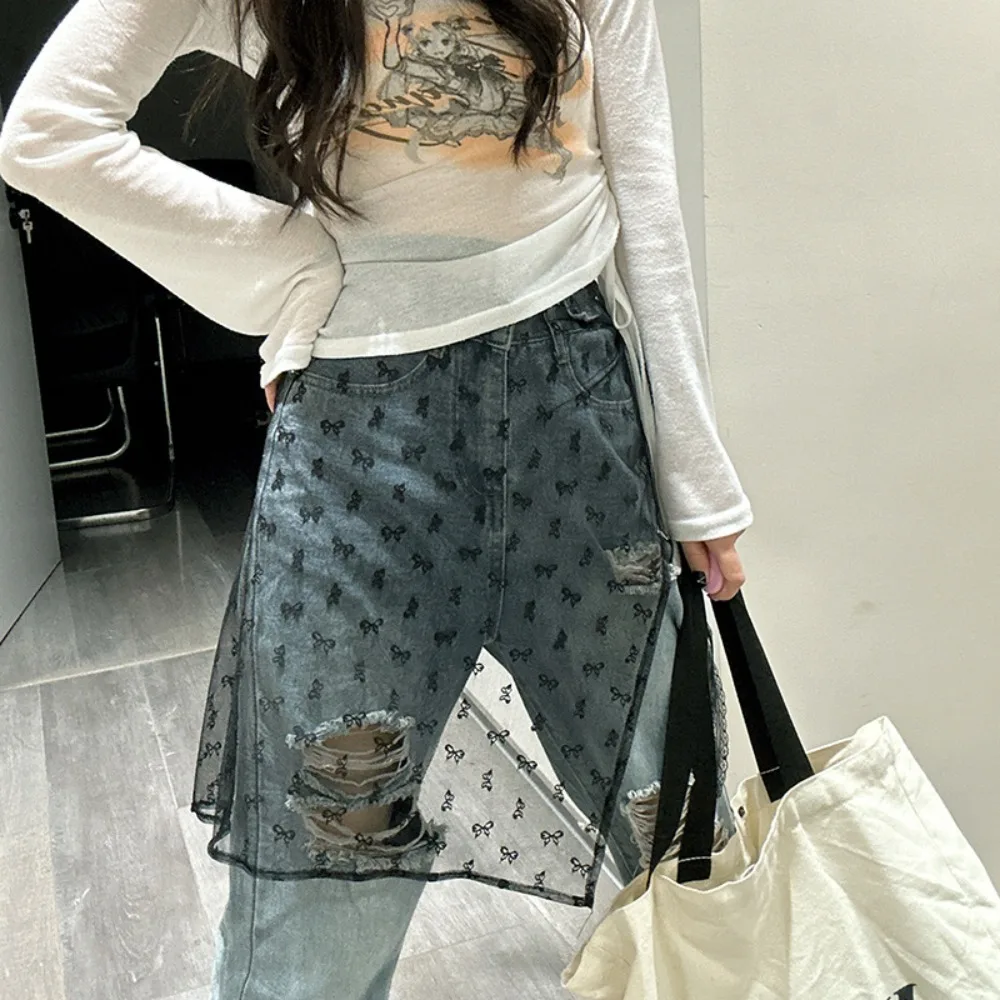 Mode Kant Splicing Harajuku Rok Veterschort Lap Over Rokken Kanten Gelaagde Bandage Rok Vrouwen