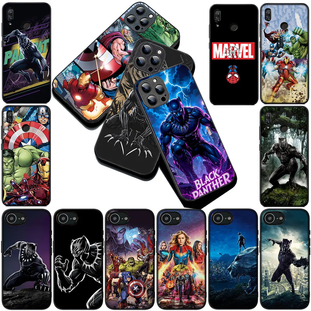 Черный плакат Marvel Panther, мягкий чехол для телефона Samsung Galaxy S22 S21 S20 FE Ultra Plus A07 A17 A25 A12 A21S A56 S22+, чехол