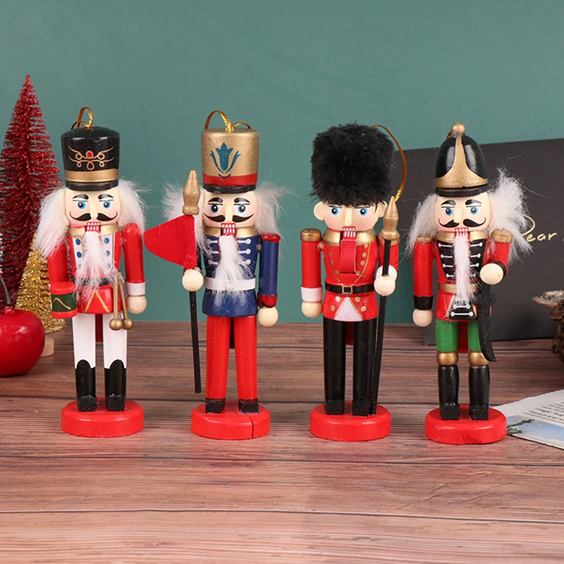 1Pc 13CM Nutcracker Puppet Soldier Ornaments Christmas Pendant Home Desktop Decoration Cartoon Soldiers Band Dolls Nutcracker