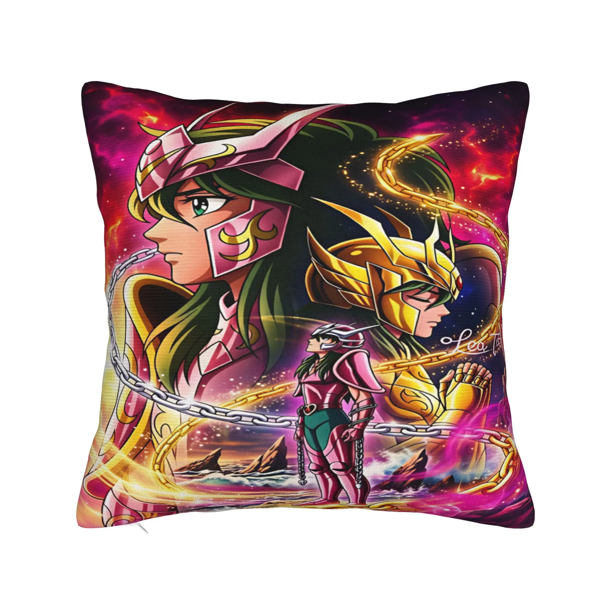Pillow Cover Saint Seiya Gold Saint  Fashion Pillow Case For Living Room Sofa Pillowcases