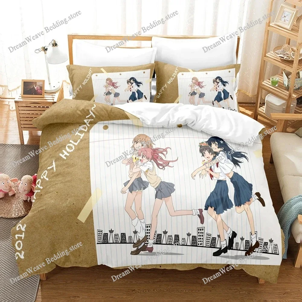

A Certain Scientific Railgun Luxury Bedding Set Japan Anime Cartoon Duvet Cover Set Comforter Bedspread Twin Single Size Printed