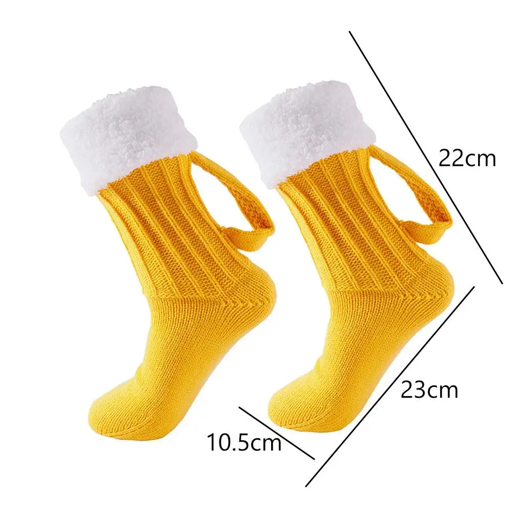 3D Beer Mug Pattern Knitted Socks Christmas Gift Mid Calf Warm Thick Acrylic Funny for Men Women Winter Home Sleep Socks view 5