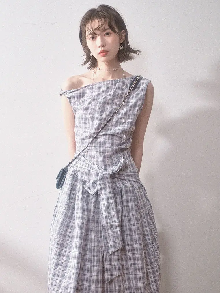 

Single Breasted Camisole Dress For Women, 2026 Summer New Style, Gray Pure Desire Style, Spicy Girl Slim Fit Dress