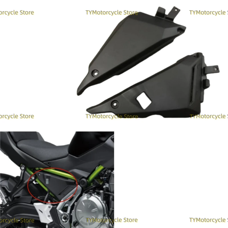 

black Motorcycle Frame Side Cover Cowl Panel Trim Body Fairing Fit For Kawasaki Ninja 650 Ninja650 2017-2023 Z650 2017-2019