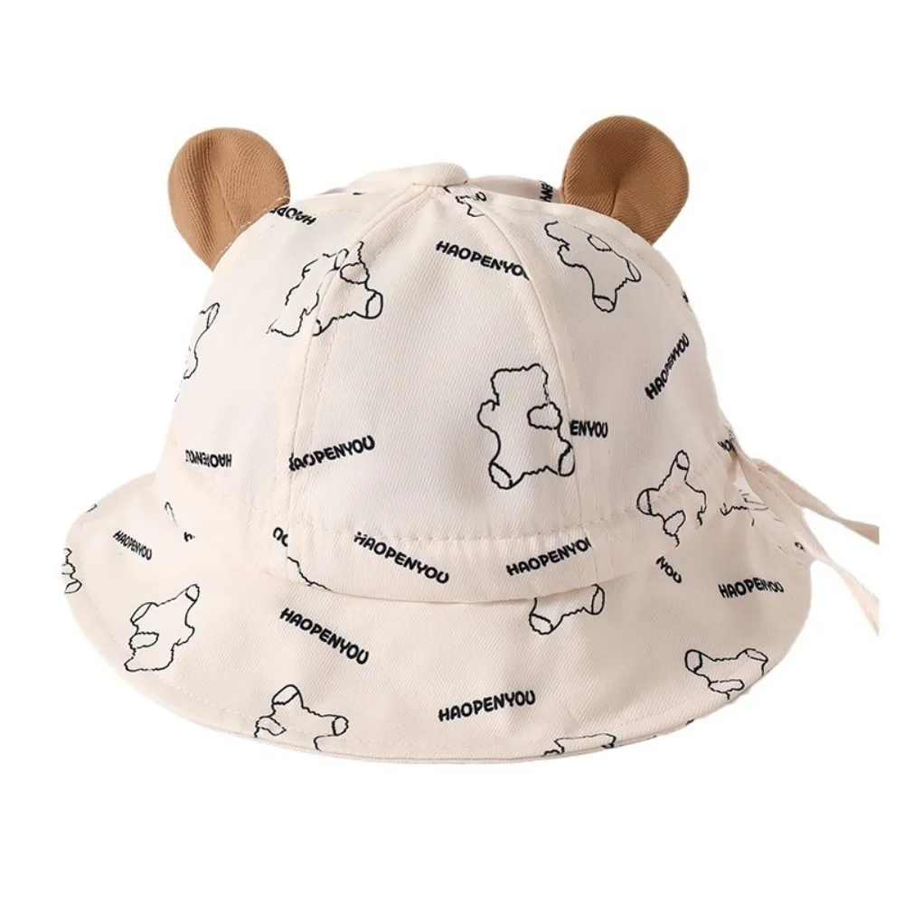 

New Trendy Bucket Hat Anti-Sun Adjustable Sunscreen Hat Cute Bear Breathable Beach Hat Outdoor Sports