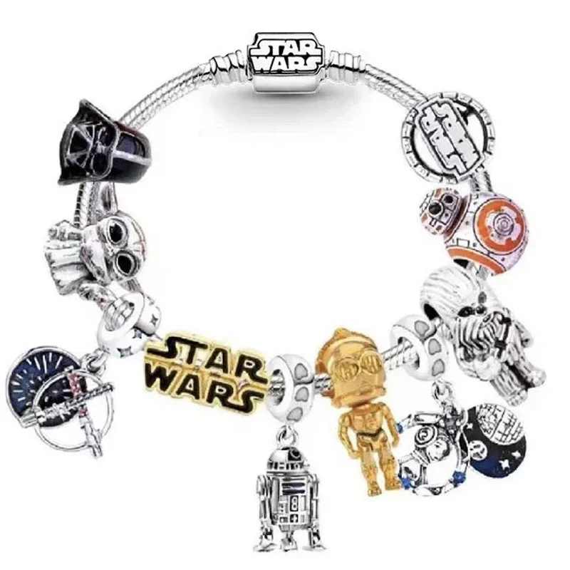 Disney STAR WARS Charms bracciale donna Master Yoda Beads For Jewelry Making Darth Vader Mandalorian BB-8 C-3PO ciondola Bangle Kid