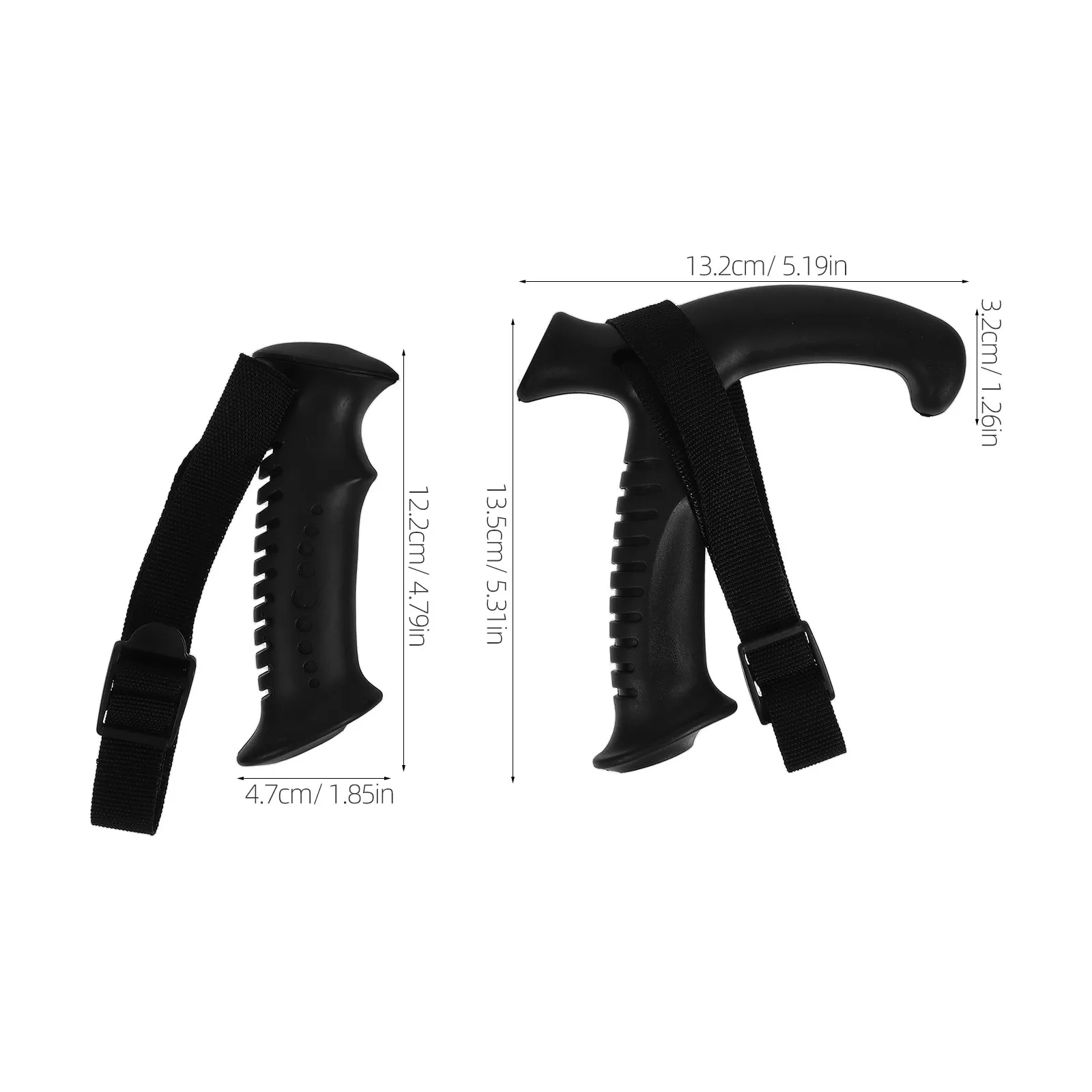 2Pcs Hiking Walking Cane Handle Replacement Black 20Mm Hole Plastic Grips Trekking Pole Strap Outdoor Climbing Stability