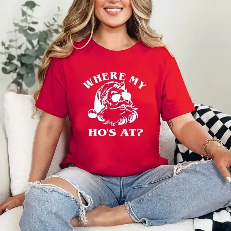 

100 Pure Cotton Short-sleeved and Half-sleeved T-shirt, Santa Claus Top, Letter Faith Loose New Retro Base Layer for Women