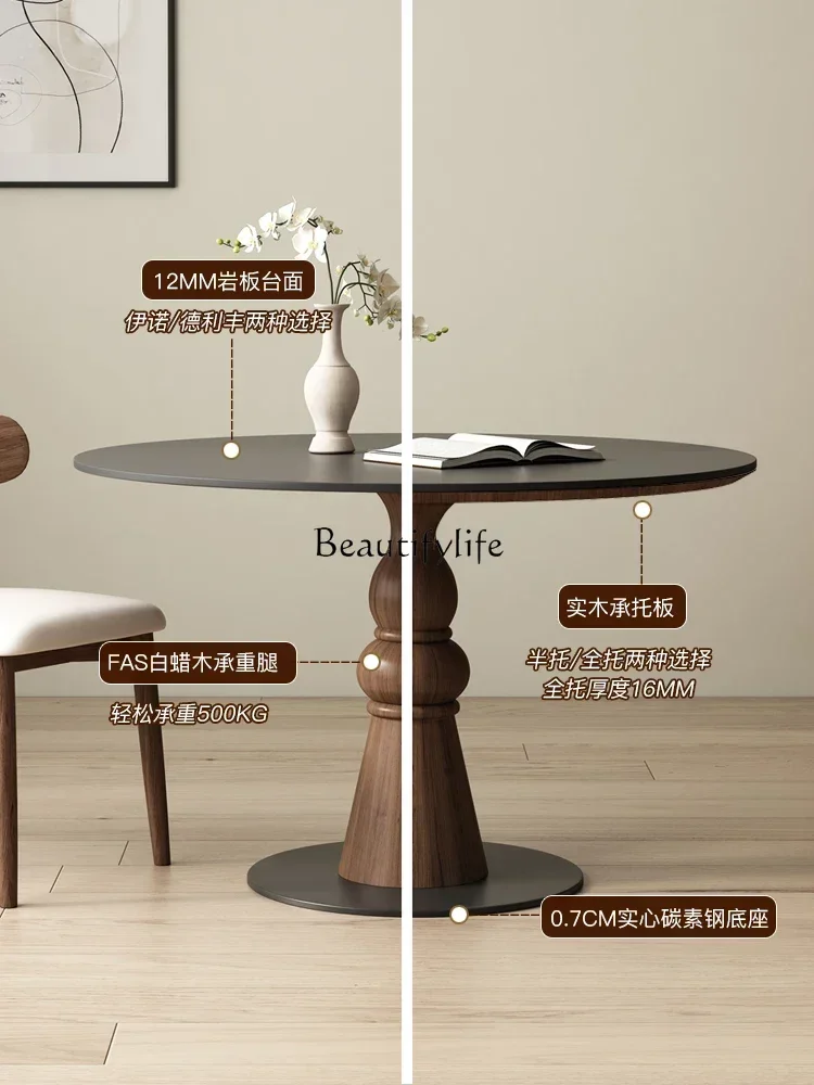 French Style Chinese Style Solid Wood round Dining Table Simple White Retro Dining Table