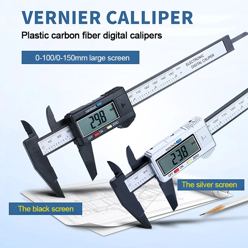 0-100Mm/0-150Mm Elektronik Digital Caliper LCD 6-Inci Vernier Caliper Gauge Mikrometer Alat Ukur Plastik Digital Penguasa