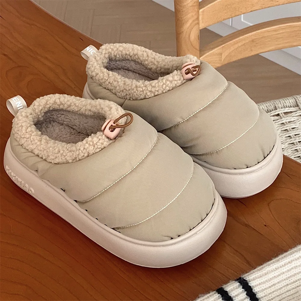 

Winter women's simple bundle slippers new plush inner non-slip platform shoes fashionable outdoor warm fluffy slippers