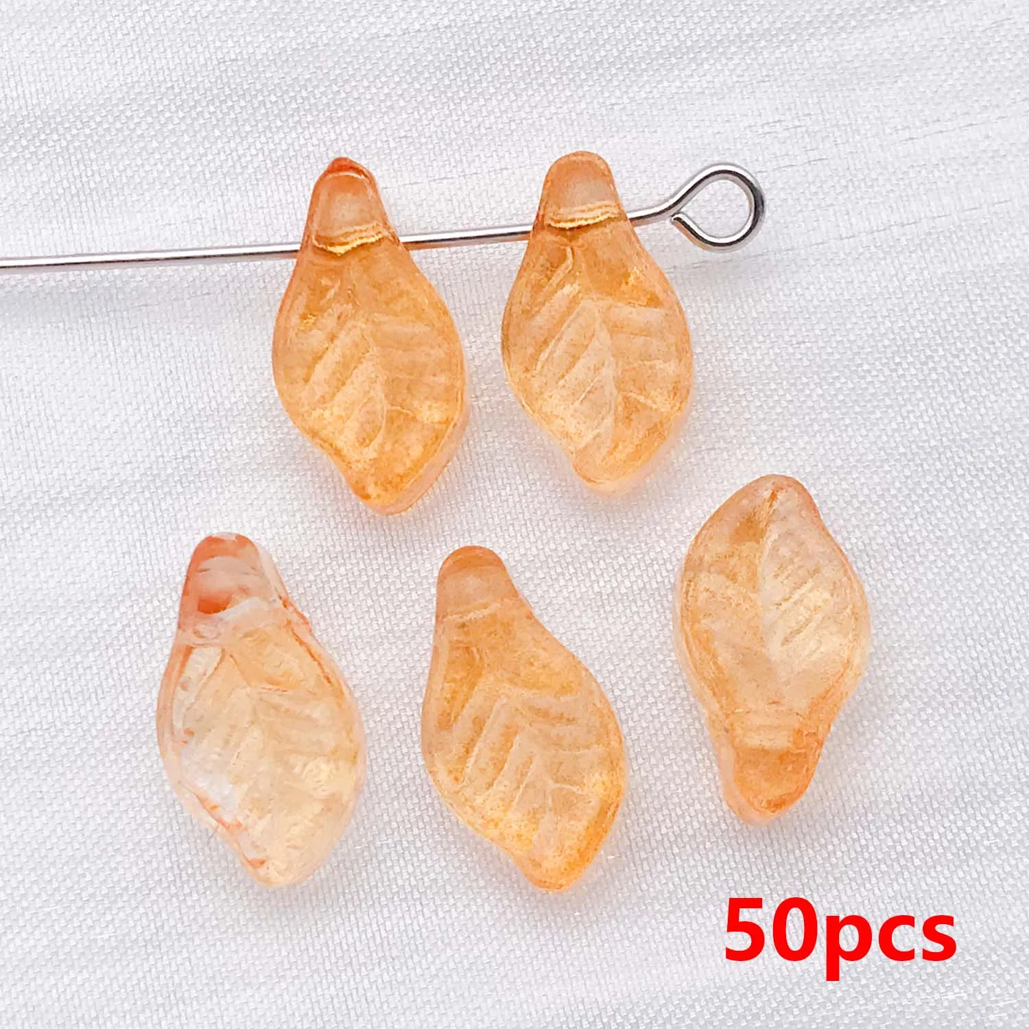 50 stuks 7*12mm Kleurrijke Glazen Blad Spacer Kralen, Losse Kralen voor DIY Armbanden Kettingen Oorbellen Sieraden Maken Accessoires