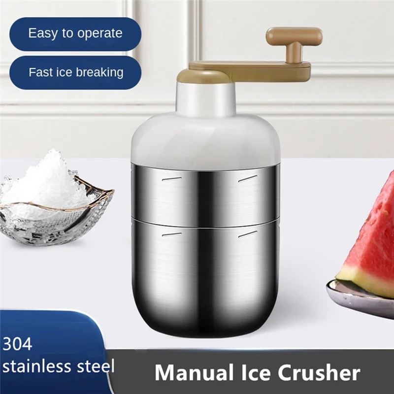 

ABJN-Hand Operated DIY Sand Ice Machine Maker Mein Mein Ice Crusher 304 Stainless Steel Household Manual Tool