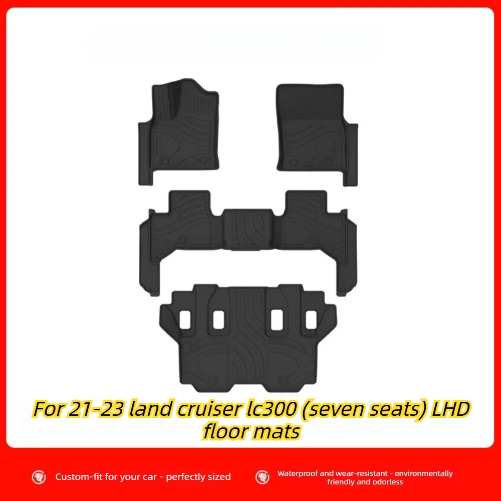 

For 2021-2023 Toyota Land Cruiser LC300 (LHD) 7-seater rubber TPE eco-friendly floor mats, waterproof and wear-resistant.
