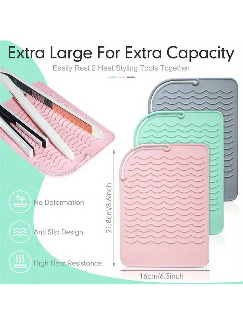 Neue Plus Size Silikon Hitzebeständige Matte Tragbare Reise Hot Tools Pad Abdeckung für Lockenstab, Glätteisen Haarglätter – Detail 15