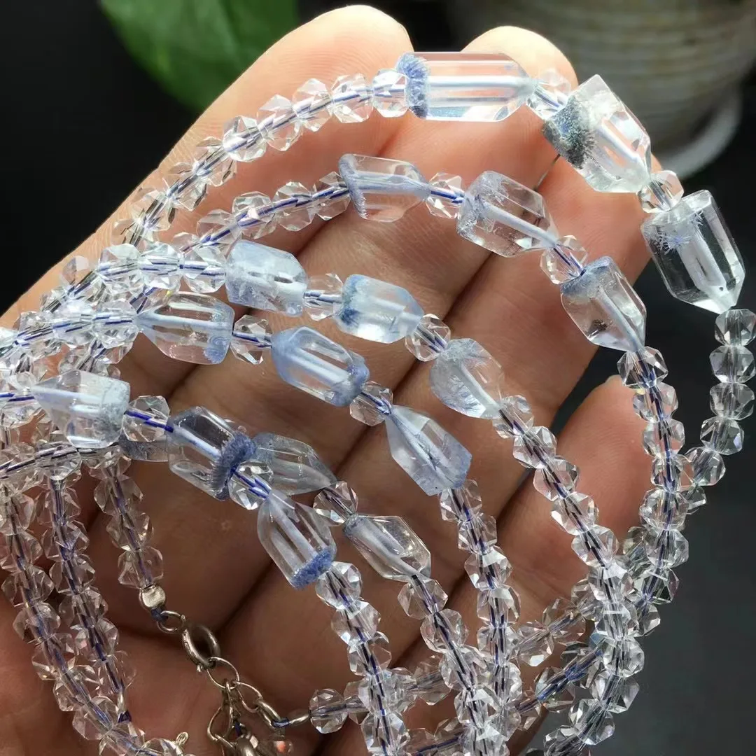 Unit One Bracelet 925 Silver Buckle Creative Hot Sale Natural Dumortierite Crystal Free Form Bracelet With Faceted Clear Quartz