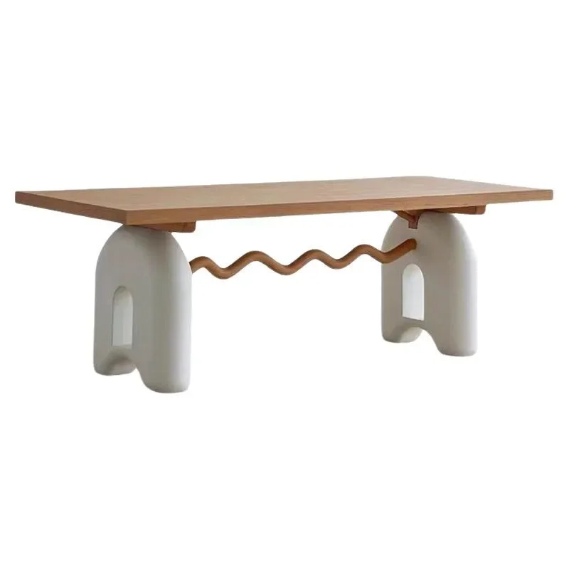 

Nordic wood color solid wood cream style dining table