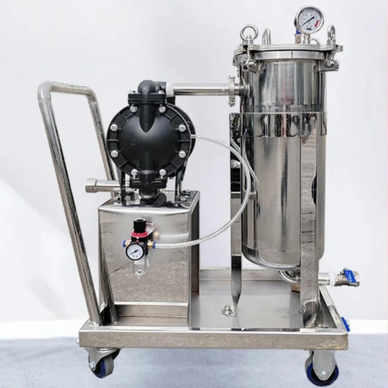 304 stainless steel bag filter, trolley hydraulic press
