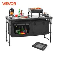 VEVOR Camping Kitchen Table Outdoor Cooking Table Aluminum Lightweight Portable Cook Station for BBQ Party Picnic RV Travel