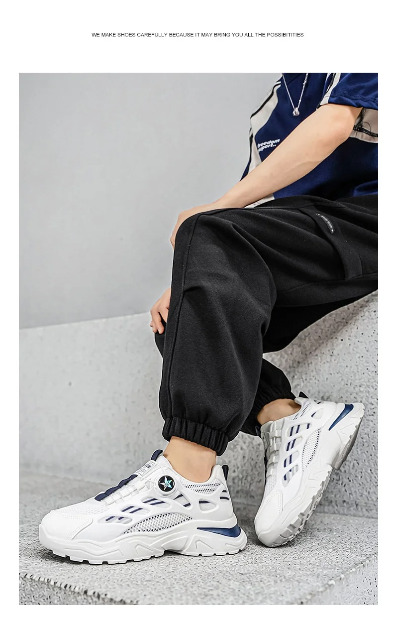 Rotate the Button Men Summer Breathable Sneakers 2026 Versatile Dad Shoes New Student Casual Footwear