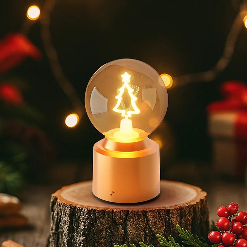 3D Christmas Eve Light Customizable Touch Desk Lamp Wedding Birthday Gift Charging Portable Bedroom Decoration