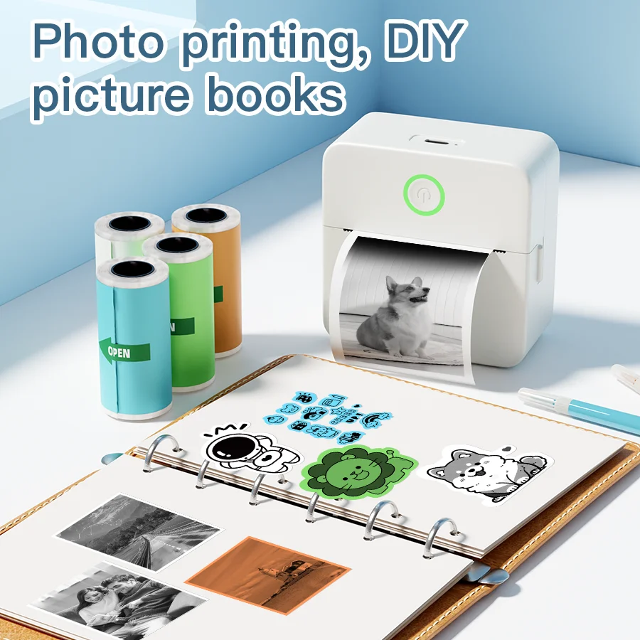 X6 Mini Drucker Aufkleber Papier Fehler Druckmaschine HD Fotodrucker Etikettendrucker für Journal Notizen Memo Kinderspielzeug Geburtstagsgeschenk