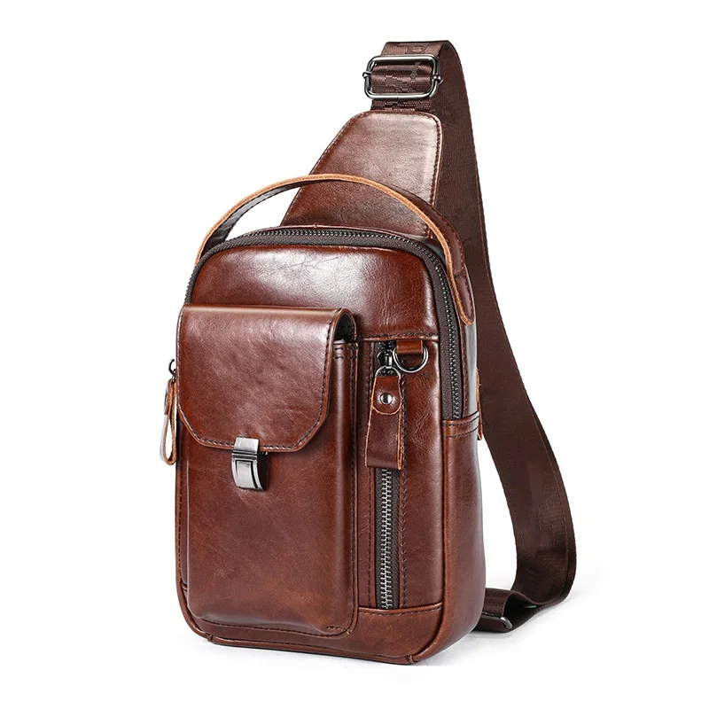 

Модная нагрудная сумка из натуральной кожи, мужские маленькие мужские дорожные сумки из коровьей кожи, сумка на плечо или слинг из воловьей кожи для мальчиков