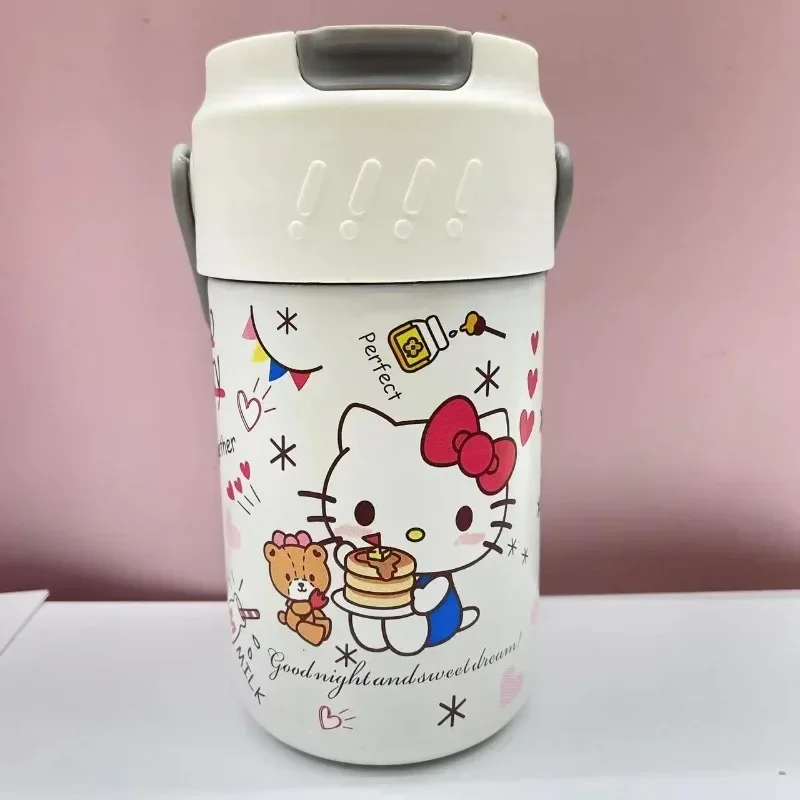 Sweet Anime Hello Kitty Cinnamoroll Coffee Cup Cute My Melody Thermos Cup Straw Stainless Steel Portable Outdoor Bottle Gifts