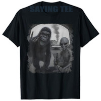 Funny Door Camera Men Women Sasquatch UFO Bigfoot and Alien T-Shirt Humor Drinking Smoking Alien Y2k Graphic Outfit Novelty Tees