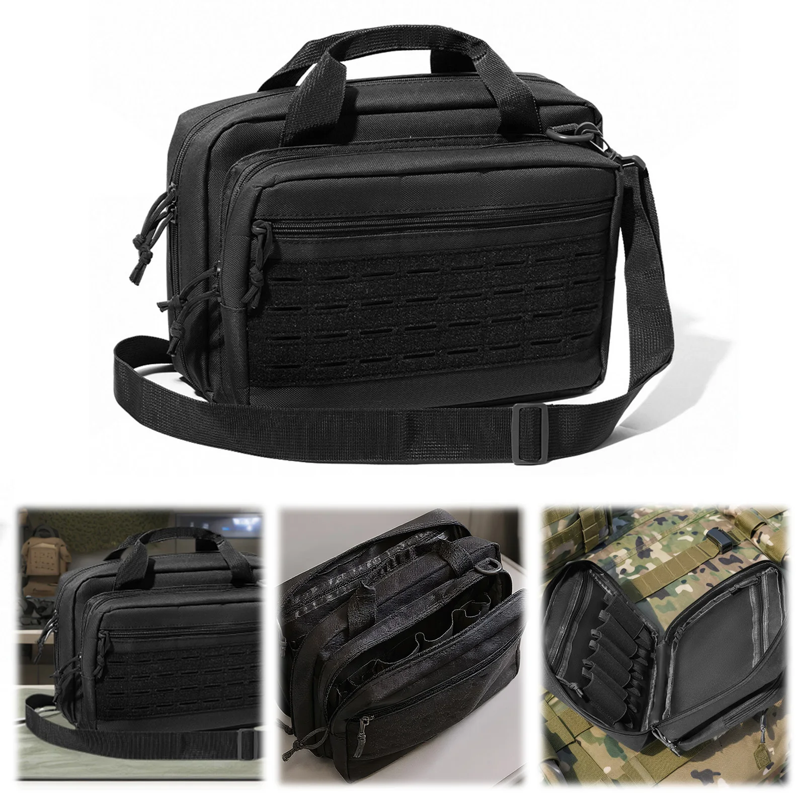 600D Oxford Cloth Tactical Handgun Bag Multi-Pockets Hunting Shooting Tool Lockable Compartment Tactical Bag for Outdoor Hunting