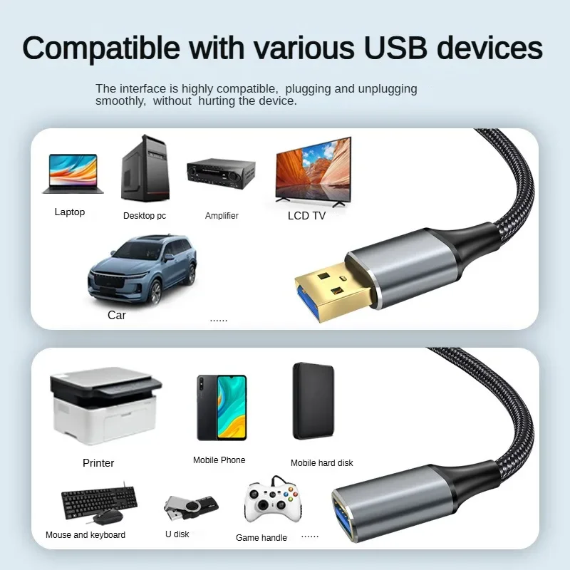 USB Extension Cable USB 3.0 Cable Male to Female Extender Cord for Smart TV PS4 PS3 Xbox One SSD Laptop Extension Data Cable