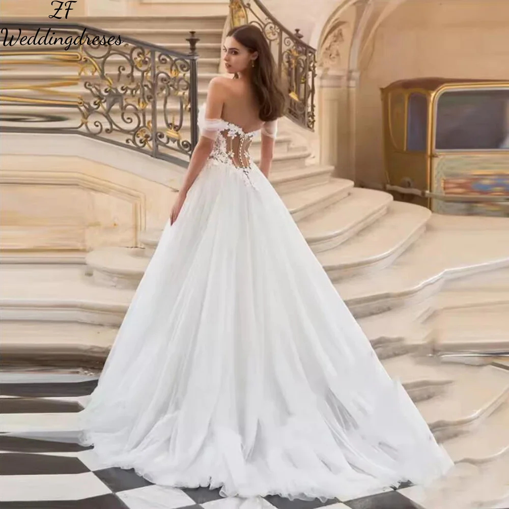 Personalizado moderno uma linha vestidos de casamento personalizado querida fora do ombro vestidos de casamento da noiva feminino ilusão volta br