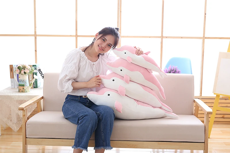 Grau Rosa Blau Delphin Plüsch Stofftier Weiche Puppe Kuschelkissen Schlafen Umarmung Spielzeug Junge Mädchen Kind Schlafzimmer Dekor Nettes Kawaii Geschenk – Detail 2