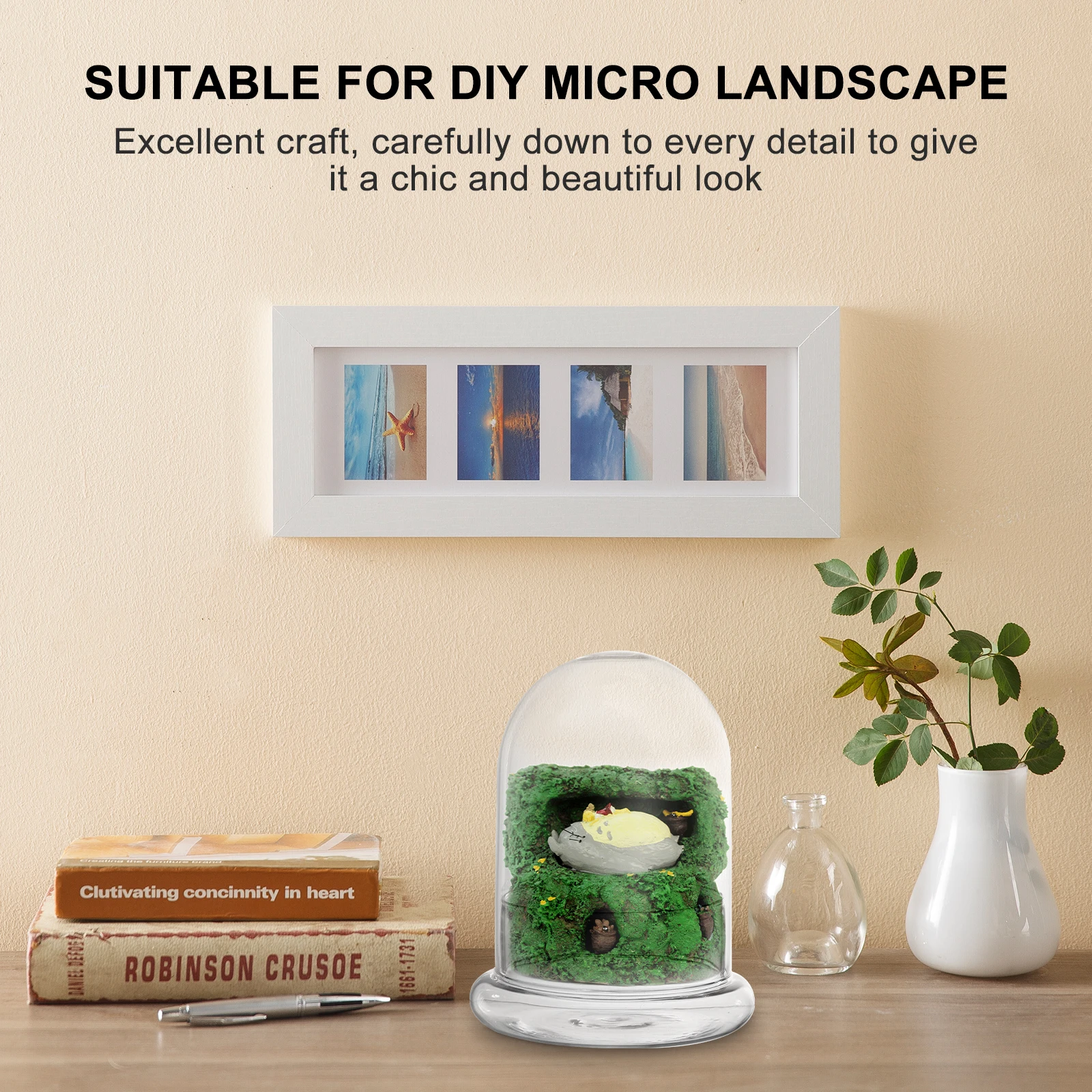 

Ecological Bottle Moss Plant Terrarium Jars Domed Bell Decoration Micro-Landscape Glass Mini Small Bottles Artificial