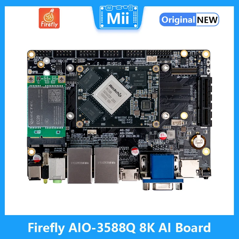 

AIO-3588Q 8k Ai Mainboard Rk3588 Octa-Core 64-Bit Processor Gigabit Ethernet, Wifi6, 5g/4g Expansion For Arm Pc, Edge Computing