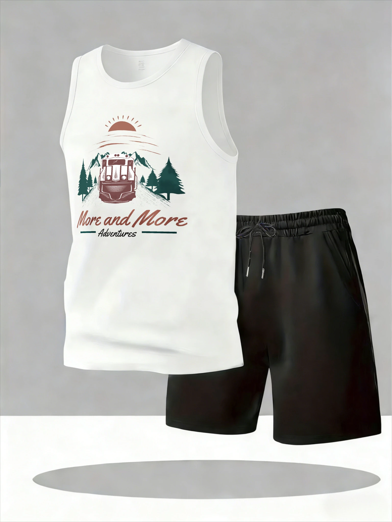 Men's Tank Top Sets 2026 Summer Quick drying Y2k tracksuits sets for men seaside oversize sports crewneck running Breathable