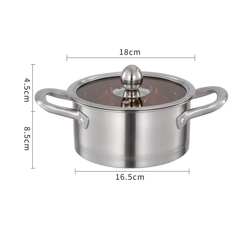 Thickened 304# stainless steel small hot pot commercial restaurant one pot for one person Composite bottom