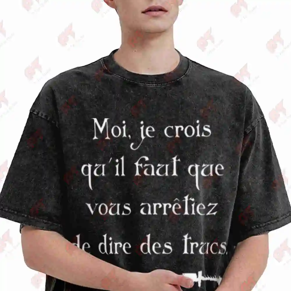 Kaamelott TV Show Inspired French Quote Vintage Washed Tee Pure Cotton T-Shirt