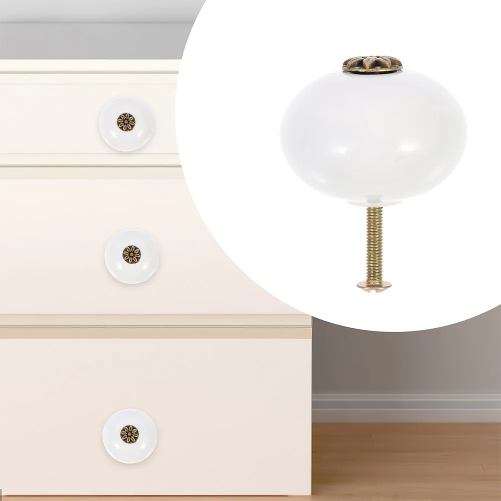 4Pcs Cabinet Knobs Delicate Round Ceramic Drawer Pull Handle Suitable for Wardrobe Cupboard Furniture Kitchen Drawer Handle